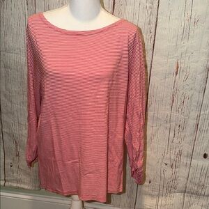 Talbots Red Striped Long Sleeve Top